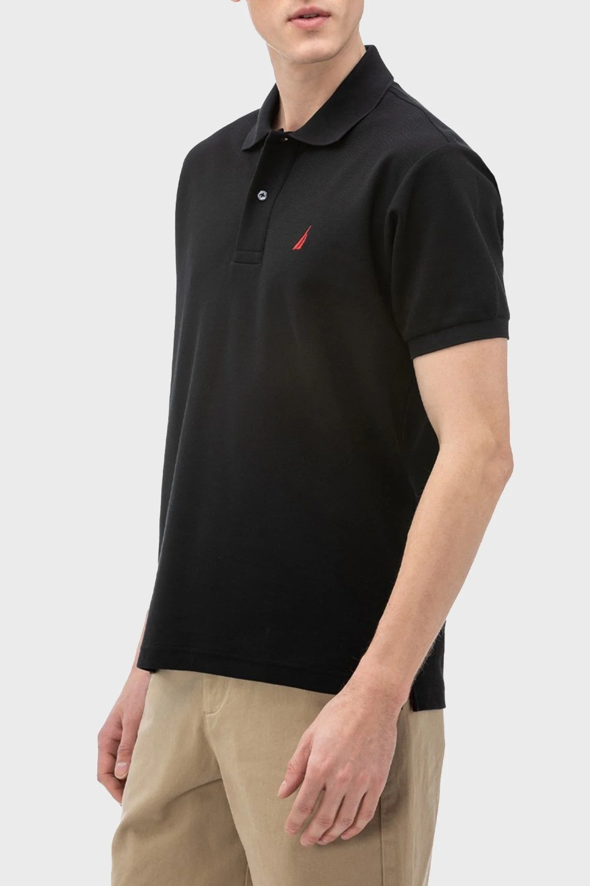Nautica % 100 Pamuk Düğmeli T Shirt Erkek Polo K41000T 0TB SİYAH - 1