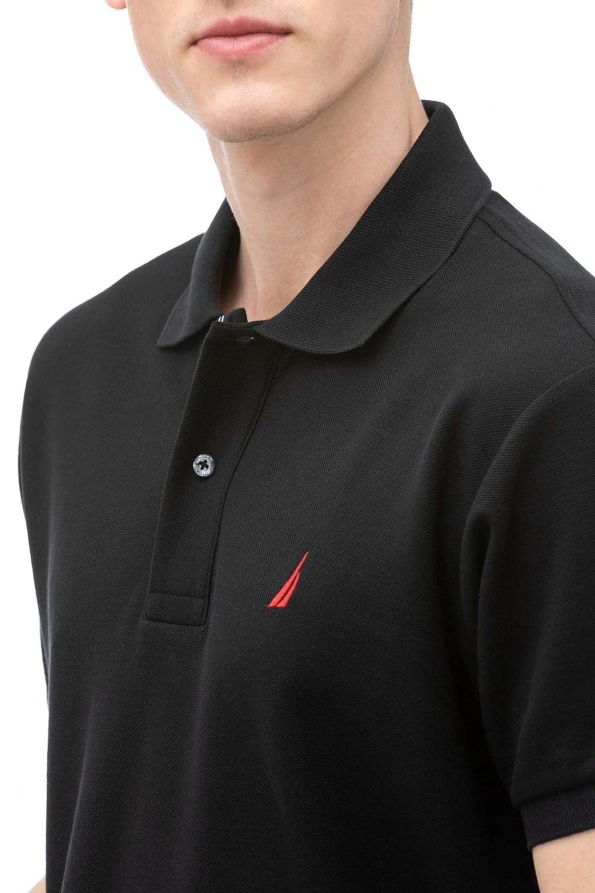 Nautica % 100 Pamuk Düğmeli T Shirt Erkek Polo K41000T 0TB SİYAH - 4