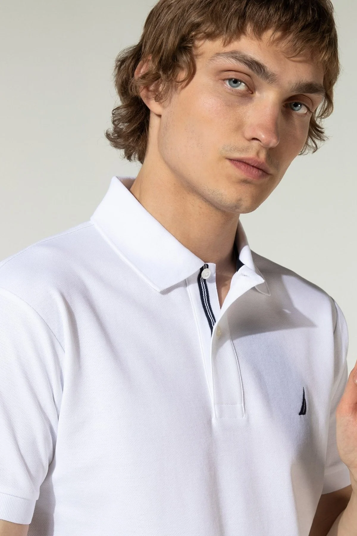 Nautica % 100 Pamuk Düğmeli T Shirt Erkek Polo K41000T 1BW BEYAZ - 2