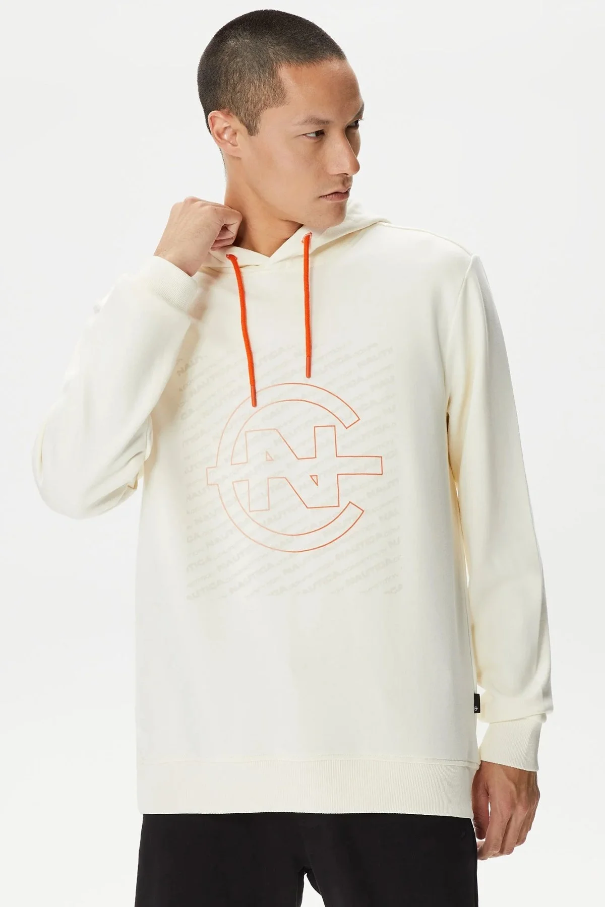 Nautica % 100 Pamuk Kapüşonlu Erkek Sweat K37205T1MA KREM - 1