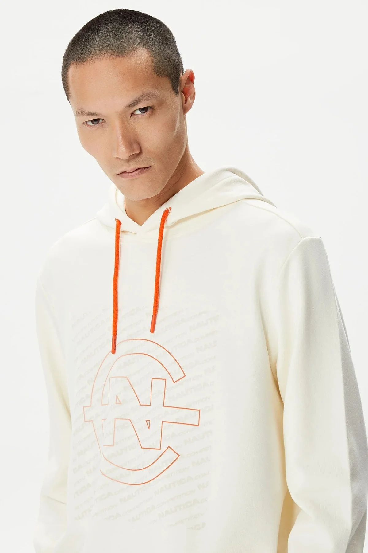 Nautica % 100 Pamuk Kapüşonlu Erkek Sweat K37205T1MA KREM - 3