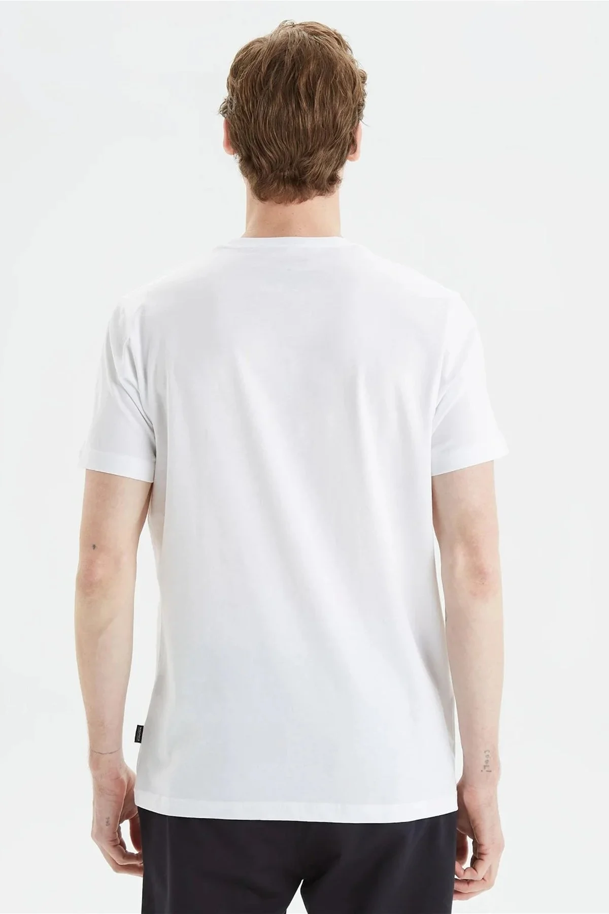 Nautica % 100 Pamuk Logo Baskılı Bisiklet Yaka Standart Fit Erkek T Shirt V35409T 1BW BEYAZ - 4