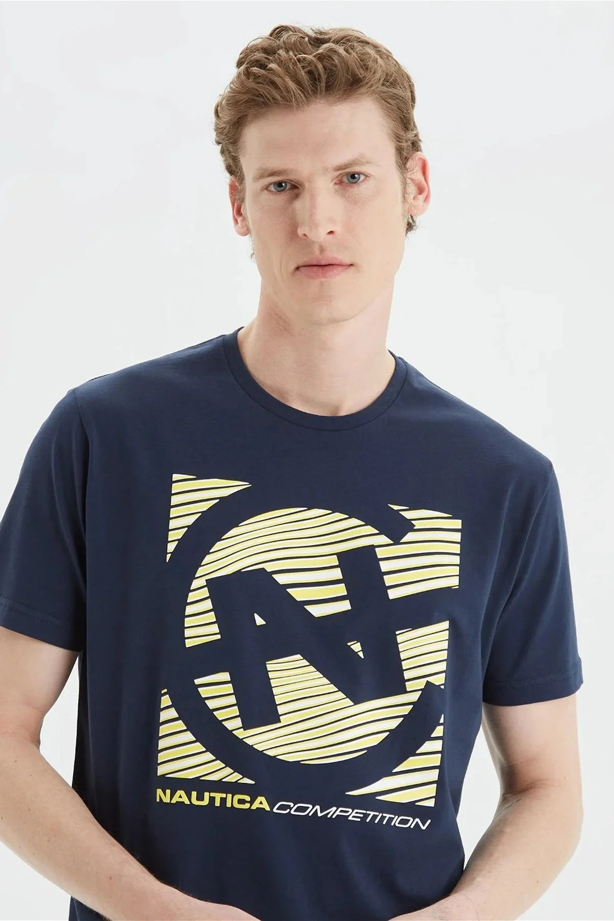 Nautica % 100 Pamuk Logo Baskılı Bisiklet Yaka Standart Fit Erkek T Shirt V35409T 4NV LACİVERT - 3