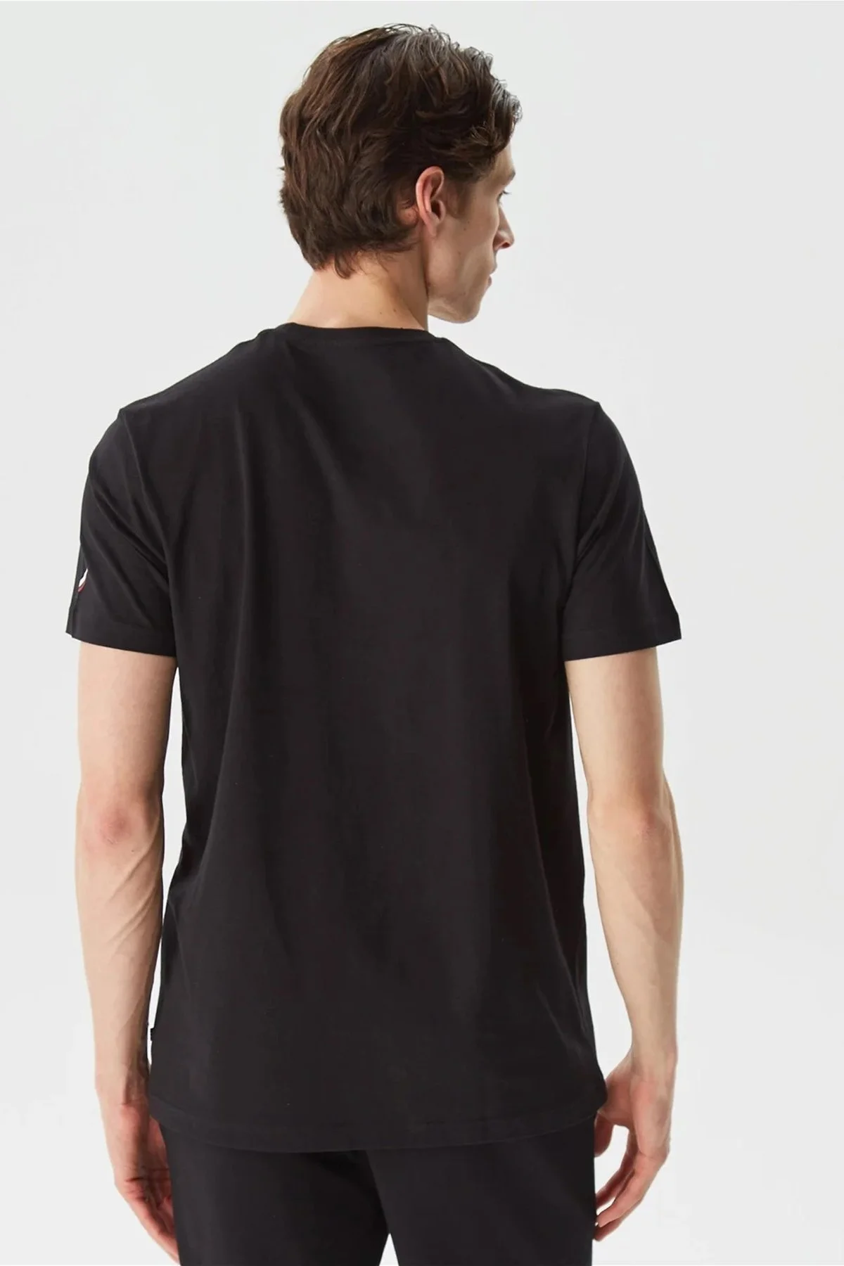 Nautica % 100 Pamuk Marka Baskılı Bisiklet Yaka Standart Fit Erkek T Shirt V35528T 0TB SİYAH - 4