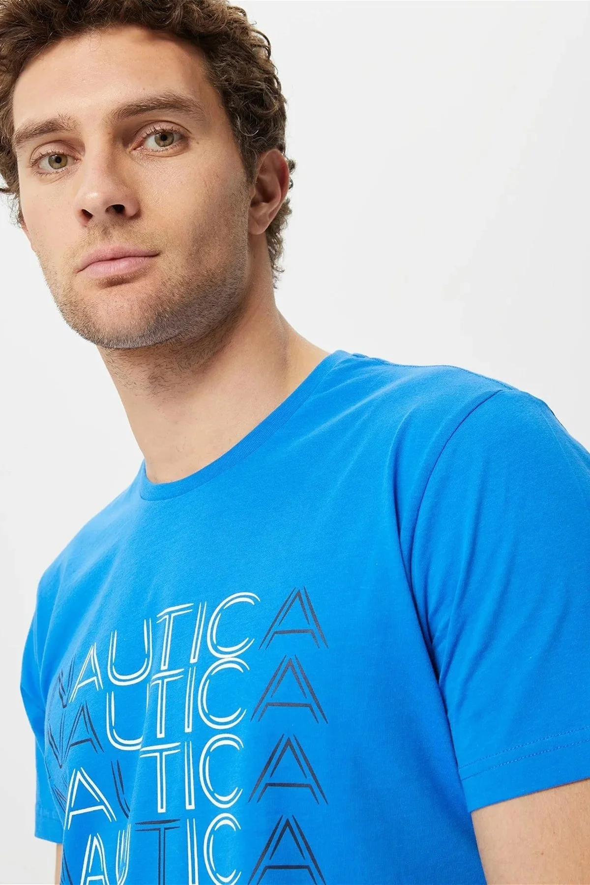 Nautica % 100 Pamuk Marka Baskılı Bisiklet Yaka Standart Fit Erkek T Shirt V35528T 4SJ SAKS - 7