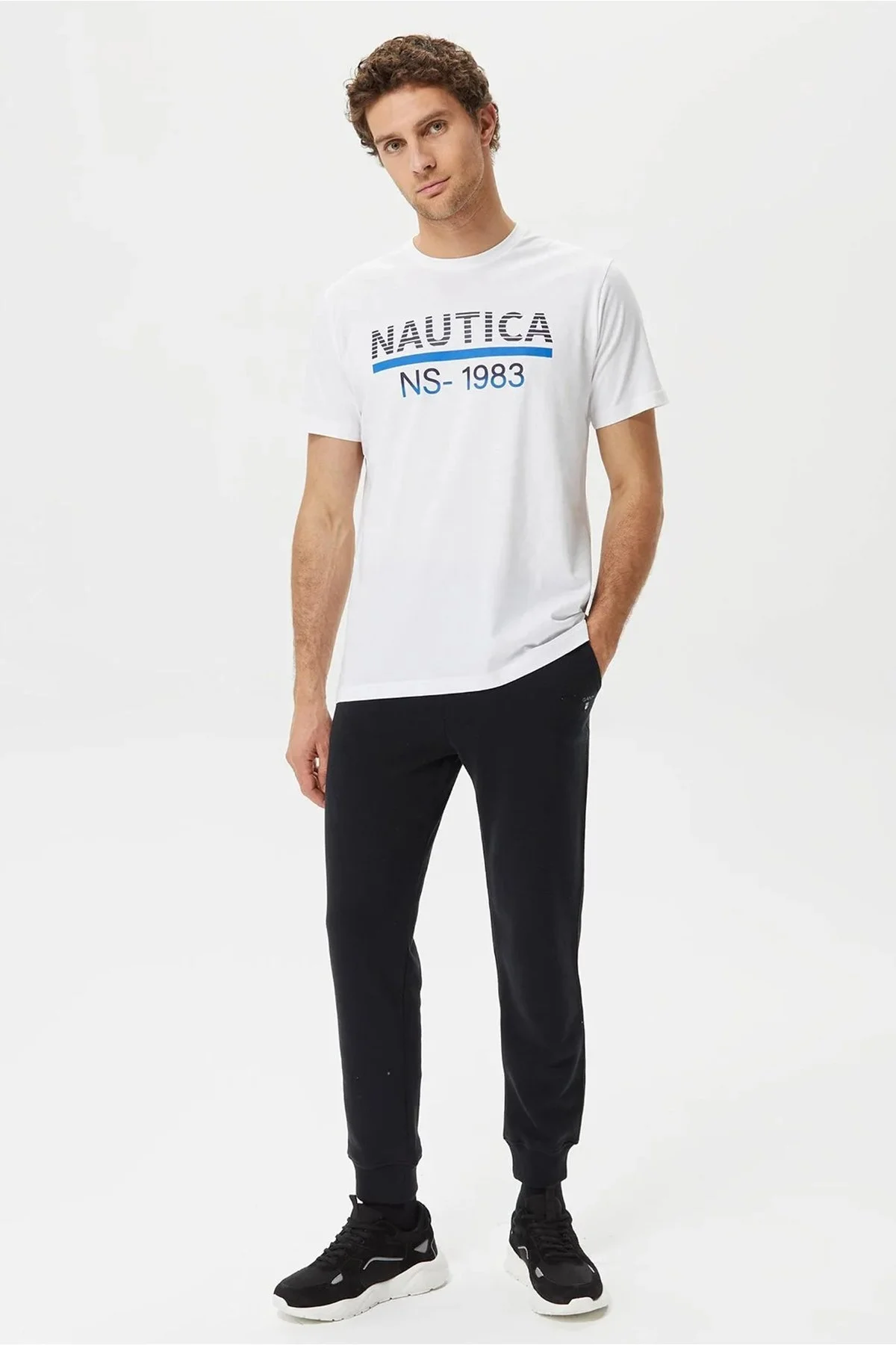 Nautica % 100 Pamuk Marka Baskılı Bisiklet Yaka Standart Fit Erkek T Shirt V35532T 1BW BEYAZ - 6