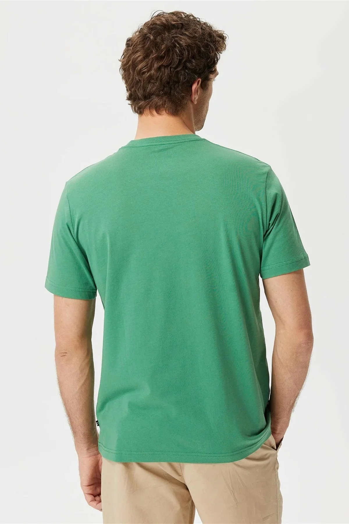 Nautica % 100 Pamuk Marka Baskılı Bisiklet Yaka Standart Fit Erkek T Shirt V35532T 3FY YEŞİL - 4