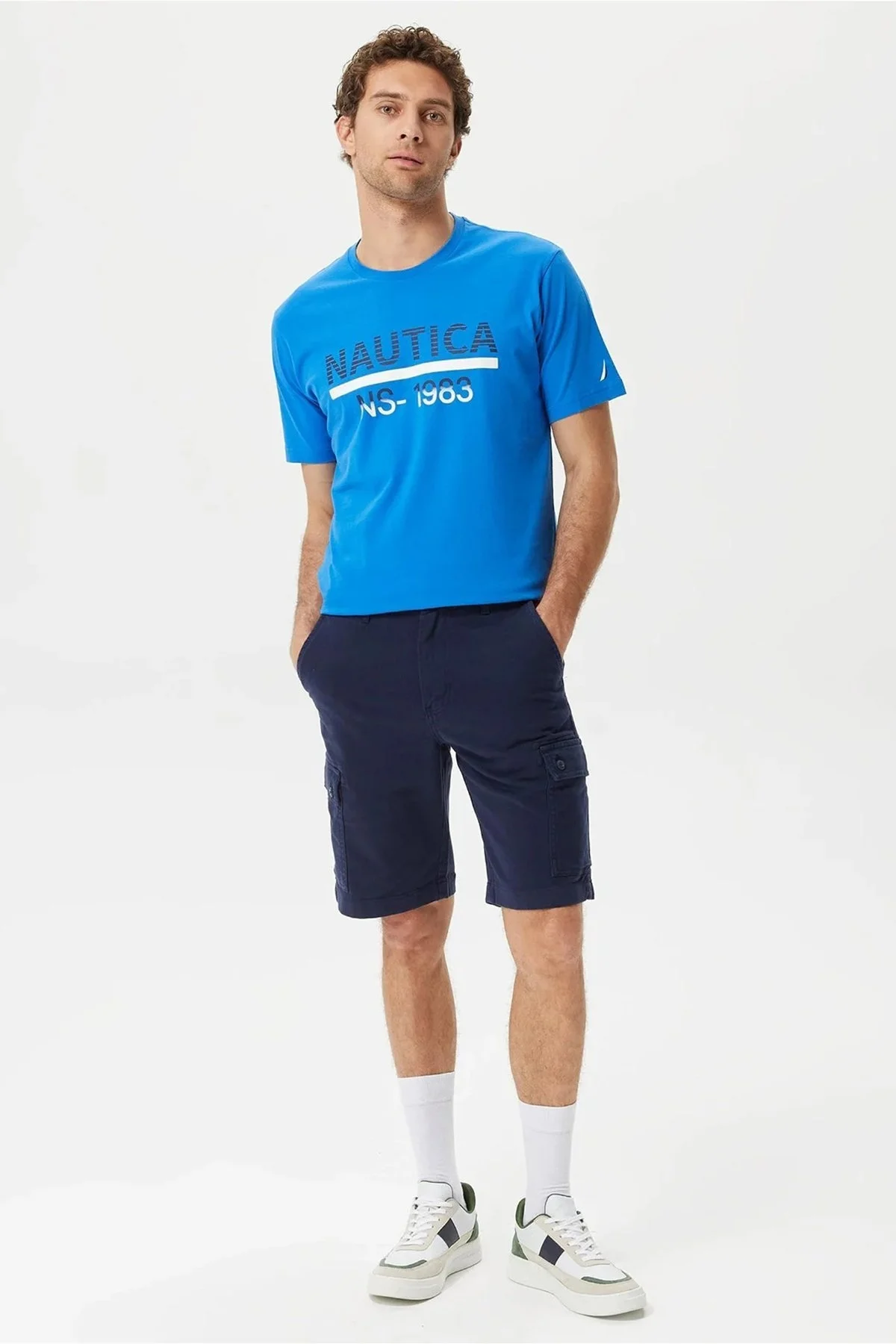 Nautica % 100 Pamuk Marka Baskılı Bisiklet Yaka Standart Fit Erkek T Shirt V35532T 4SJ SAKS - 6