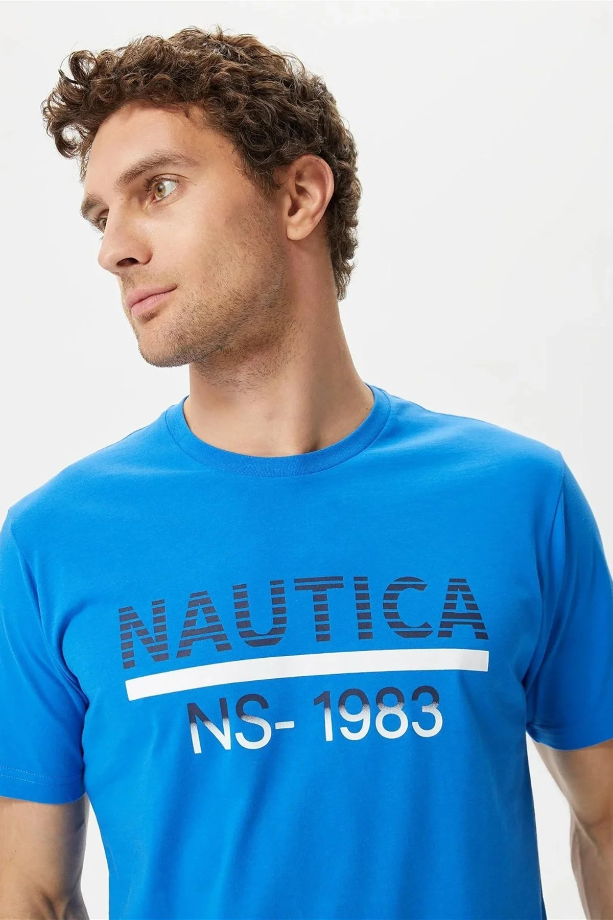 Nautica % 100 Pamuk Marka Baskılı Bisiklet Yaka Standart Fit Erkek T Shirt V35532T 4SJ SAKS - 7