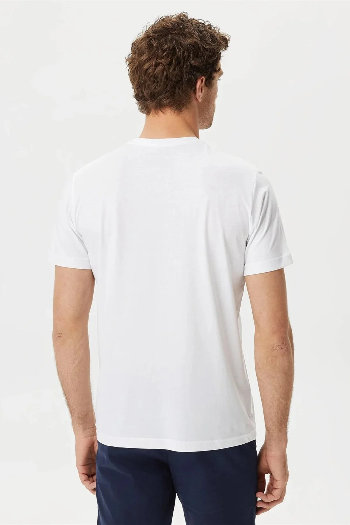 Nautica % 100 Pamuk Marka Baskılı Bisiklet Yaka Standart Fit Erkek T Shirt V35902T 1BW BEYAZ - 8