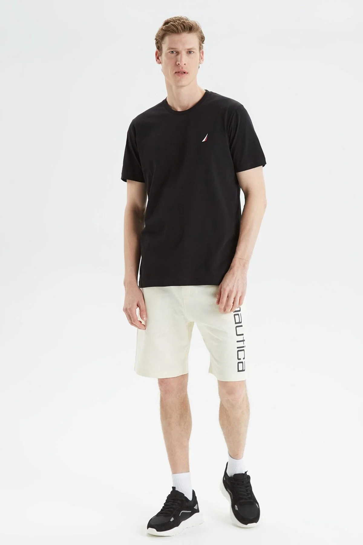 Nautica % 100 Pamuk Standart Bisiklet Yaka Erkek T Shirt V35526T 0TB SİYAH - 2