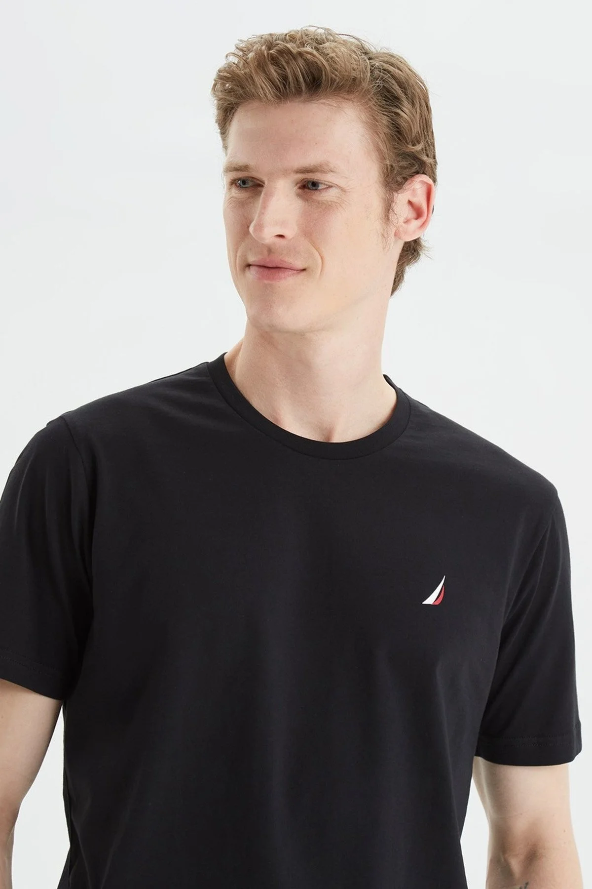Nautica % 100 Pamuk Standart Bisiklet Yaka Erkek T Shirt V35526T 0TB SİYAH - 3