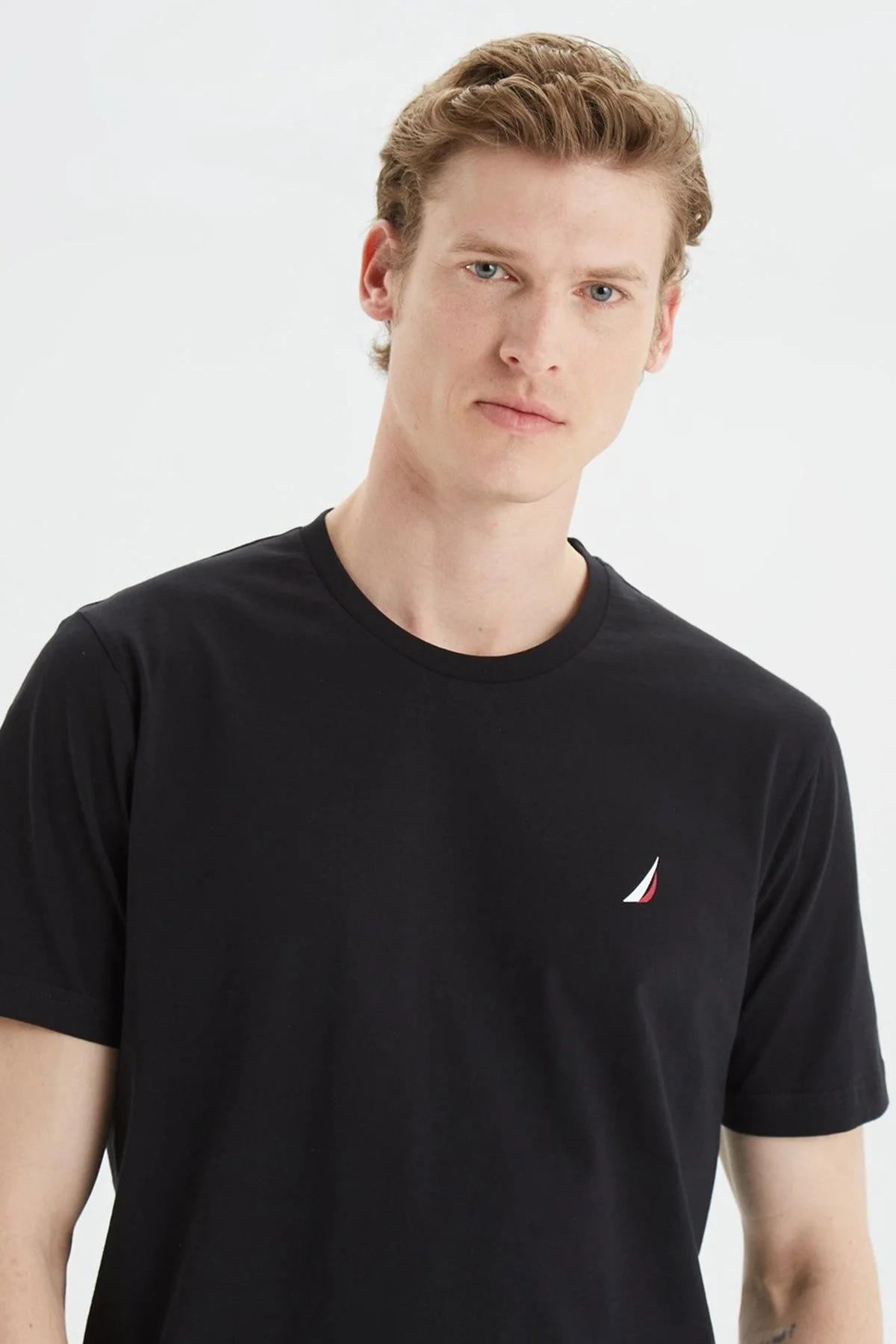 Nautica % 100 Pamuk Standart Bisiklet Yaka Erkek T Shirt V35526T 0TB SİYAH - 4