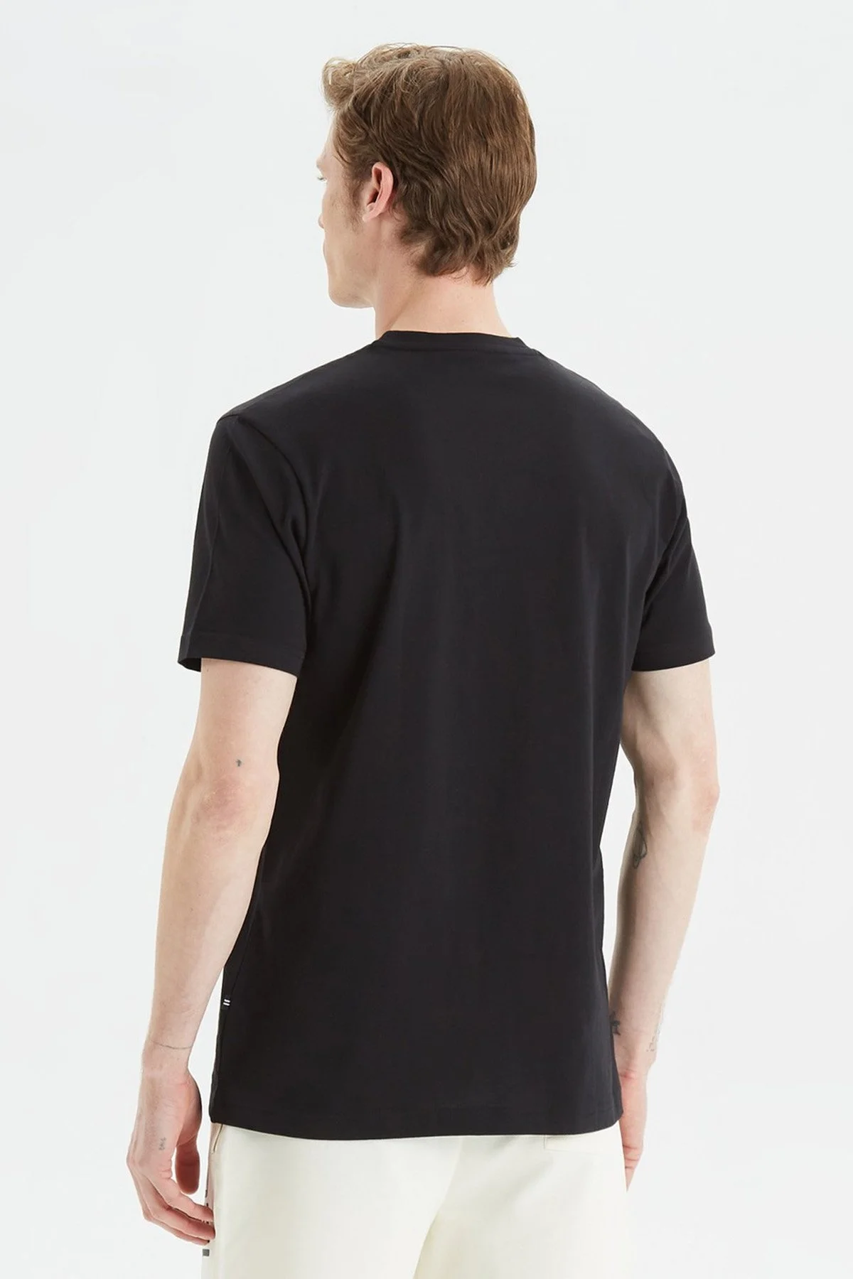 Nautica % 100 Pamuk Standart Bisiklet Yaka Erkek T Shirt V35526T 0TB SİYAH - 5