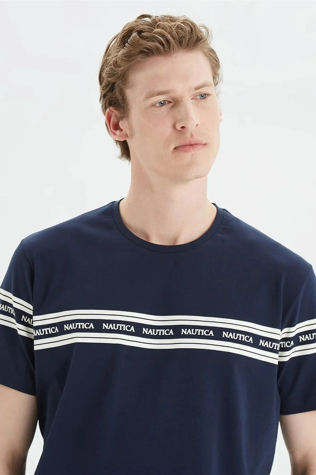 Nautica % 100 Pamuk Standart Fit Bisiklet Yaka Erkek T Shirt V35425T 4NV LACİVERT - 3