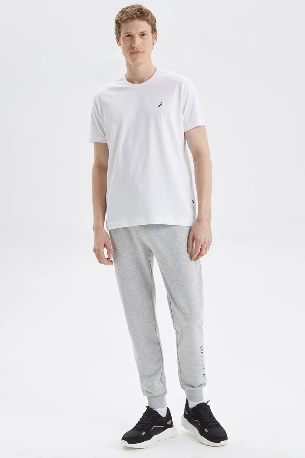 Nautica % 100 Pamuk Standart Fit Bisiklet Yaka Erkek T Shirt V35526T 1BW BEYAZ - 2