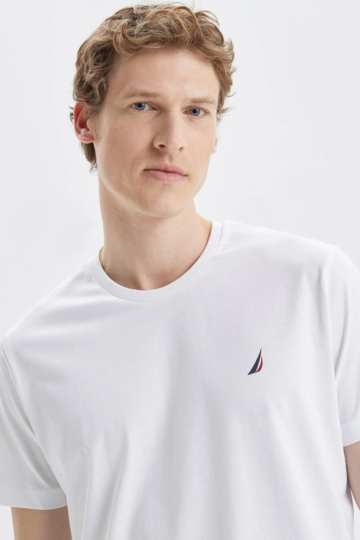Nautica % 100 Pamuk Standart Fit Bisiklet Yaka Erkek T Shirt V35526T 1BW BEYAZ - 3