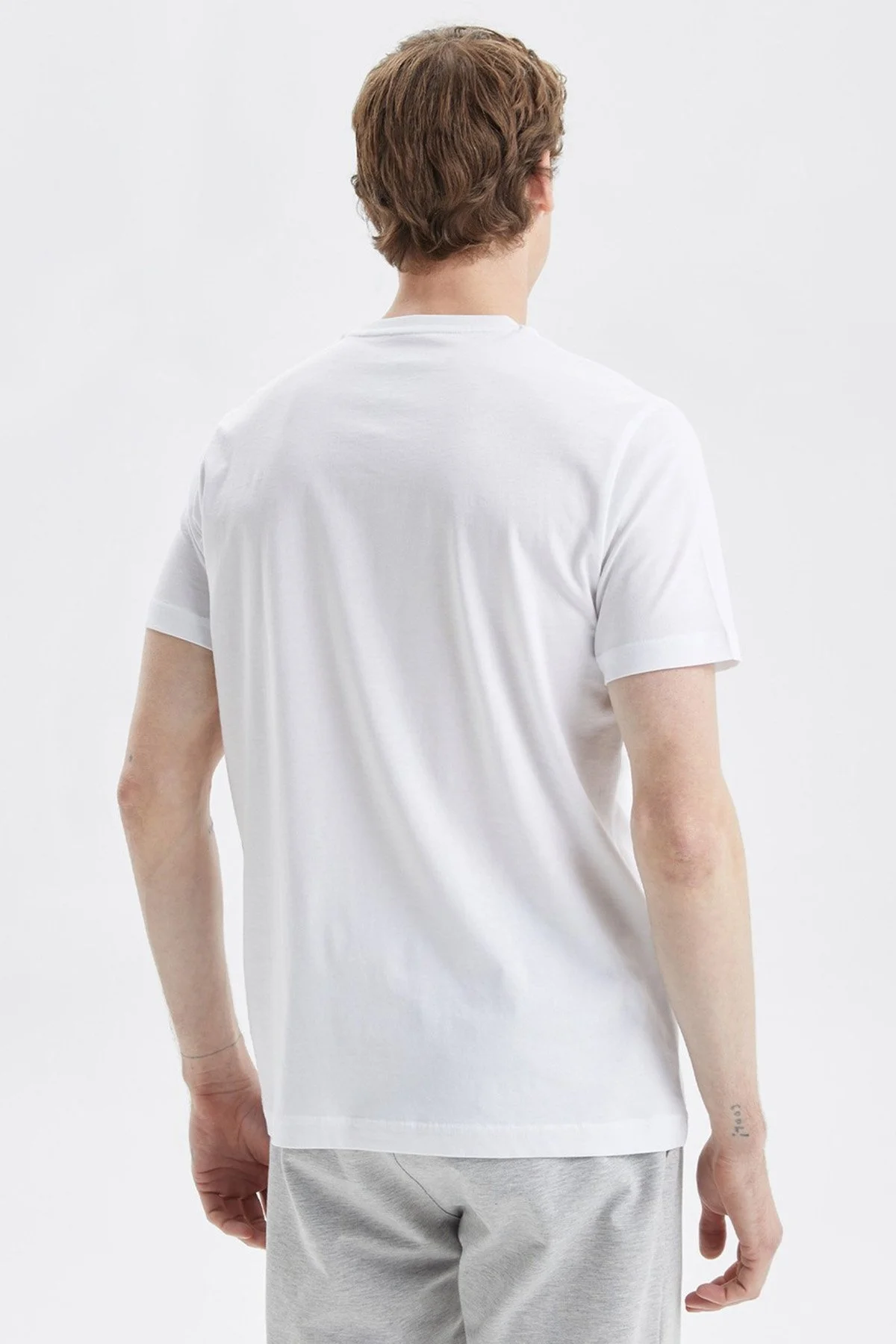 Nautica % 100 Pamuk Standart Fit Bisiklet Yaka Erkek T Shirt V35526T 1BW BEYAZ - 4