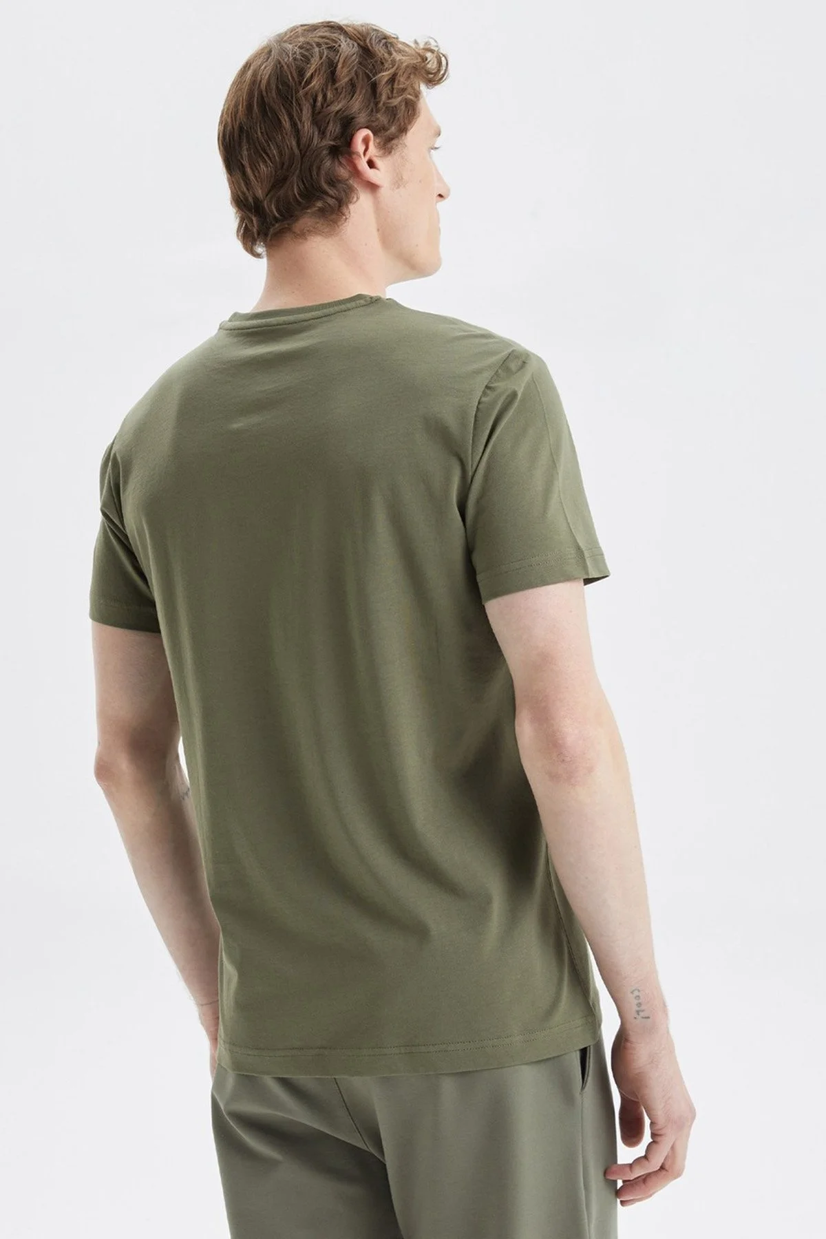 Nautica % 100 Pamuk Standart Fit Bisiklet Yaka Erkek T Shirt V35526T 3BP HAKİ - 4