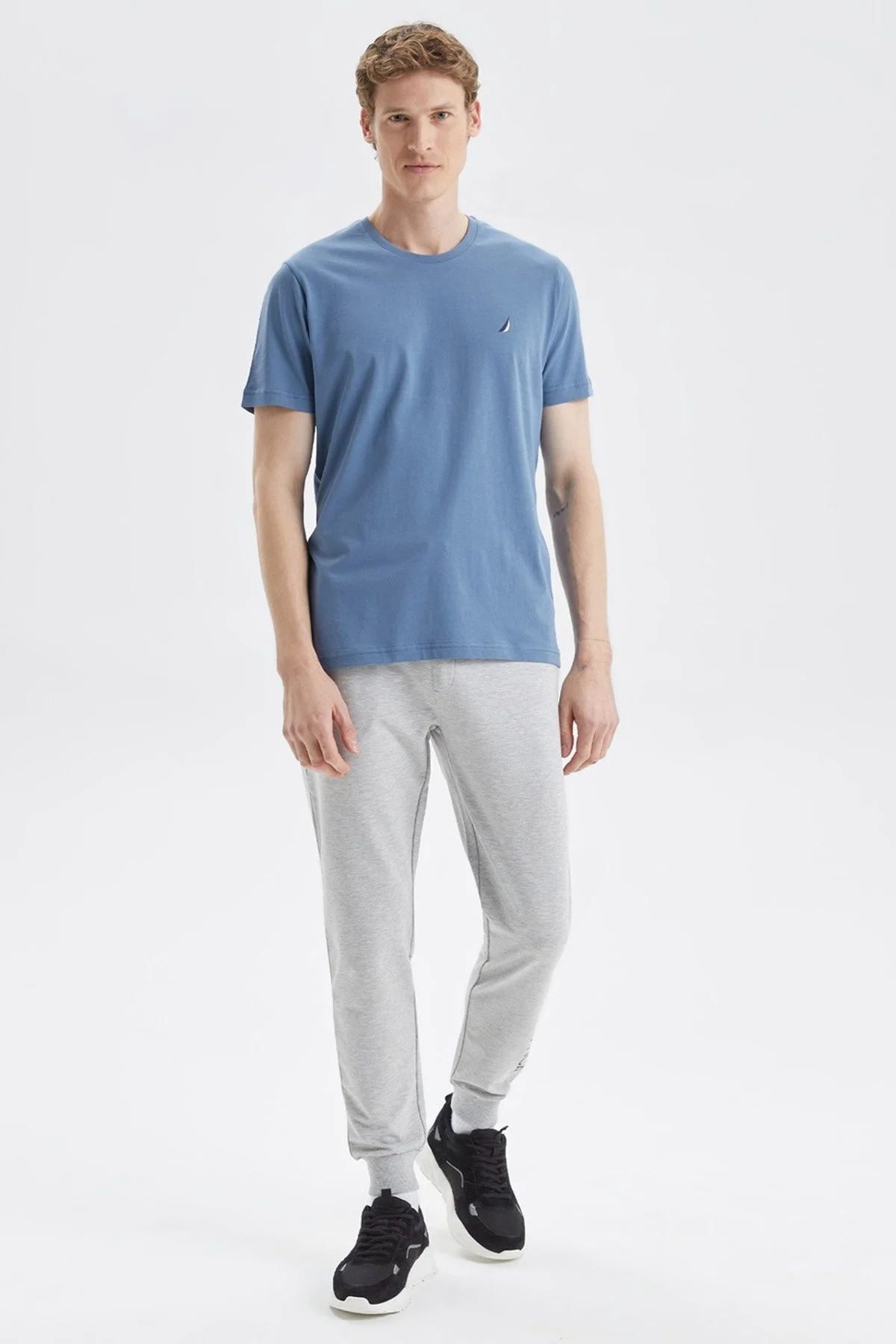 Nautica % 100 Pamuk Standart Fit Bisiklet Yaka Erkek T Shirt V35526T 4GP İNDİGO - 2