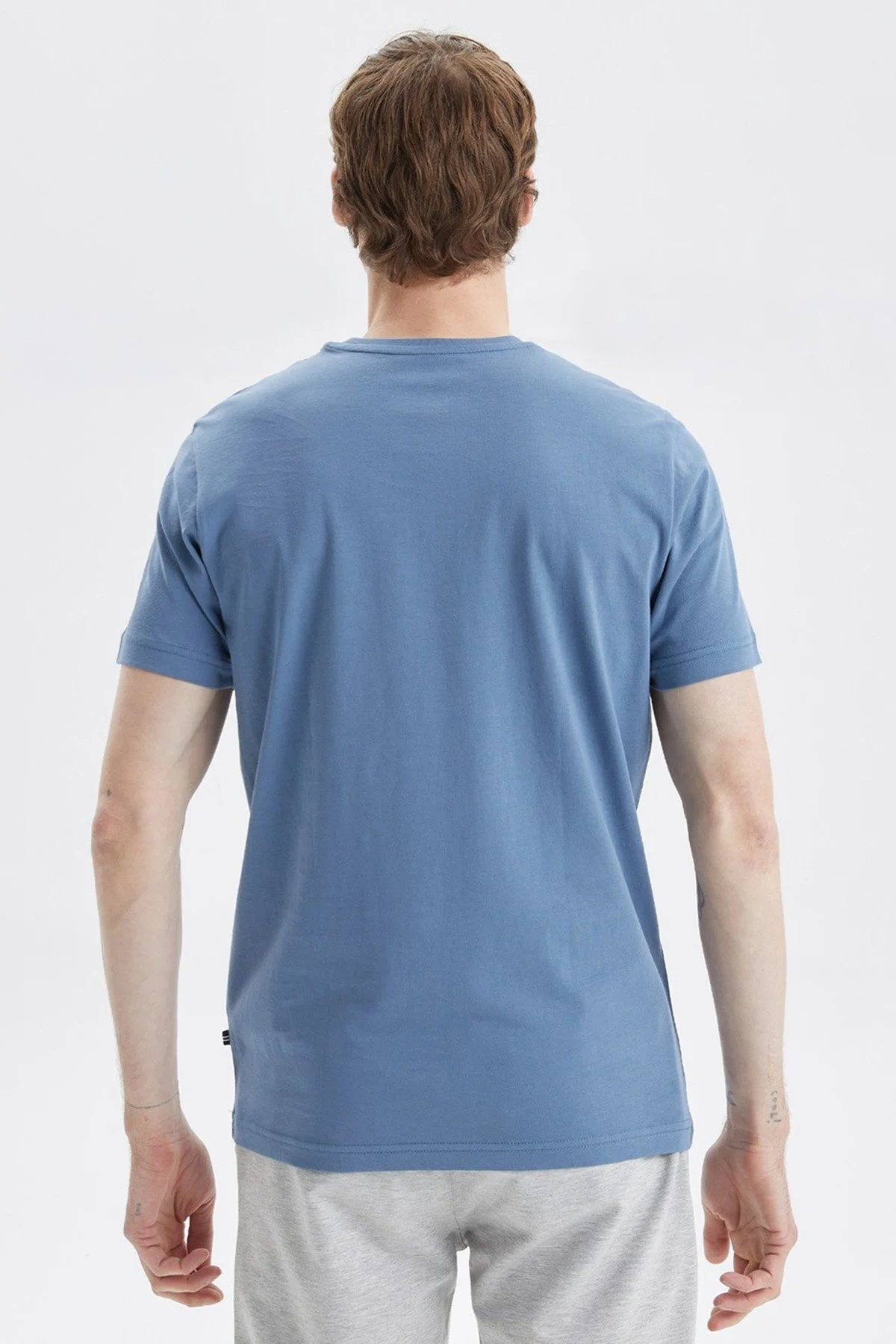 Nautica % 100 Pamuk Standart Fit Bisiklet Yaka Erkek T Shirt V35526T 4GP İNDİGO - 4
