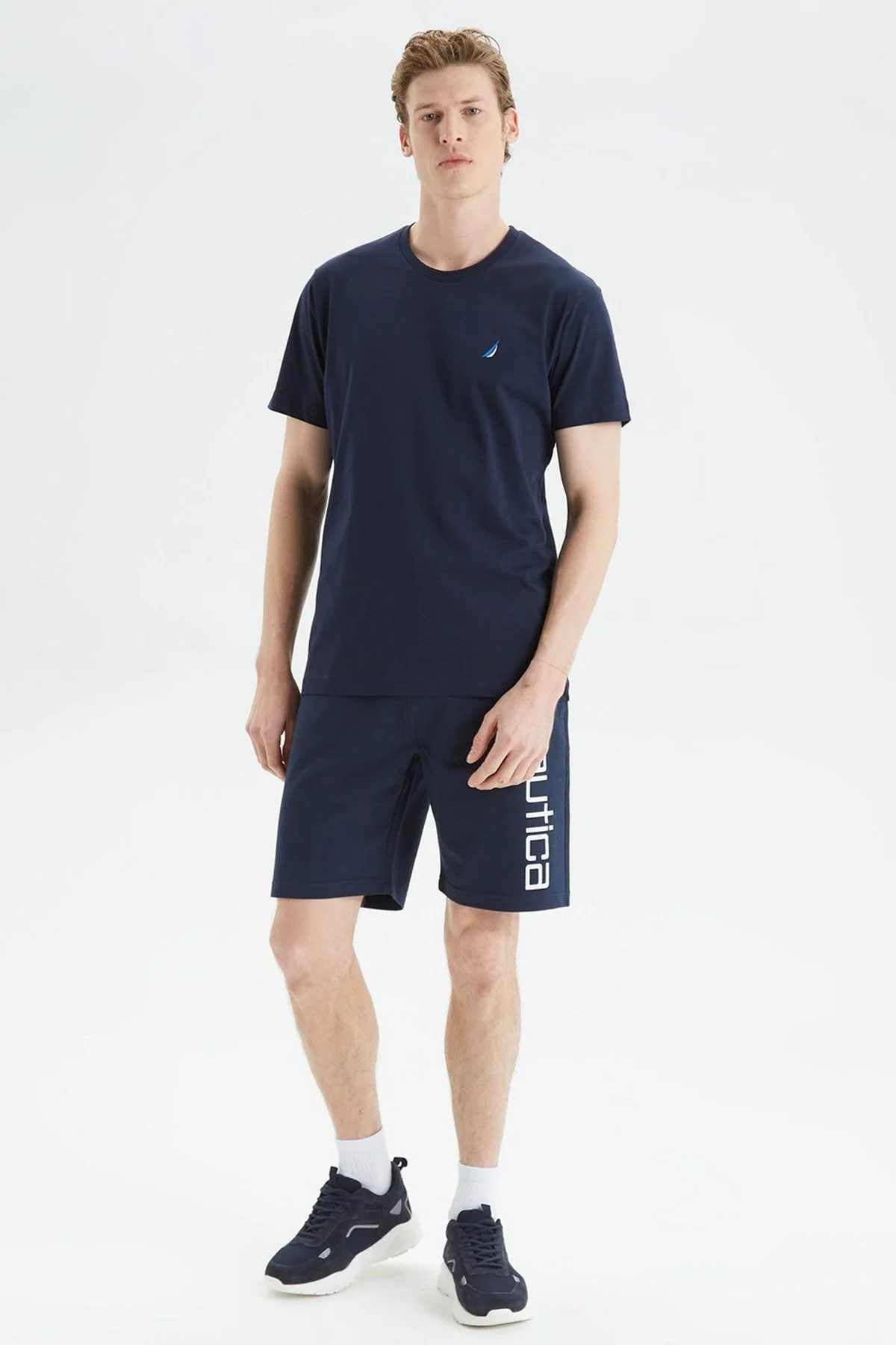 Nautica % 100 Pamuk Standart Fit Bisiklet Yaka Erkek T Shirt V35526T 4NV LACİVERT - 2