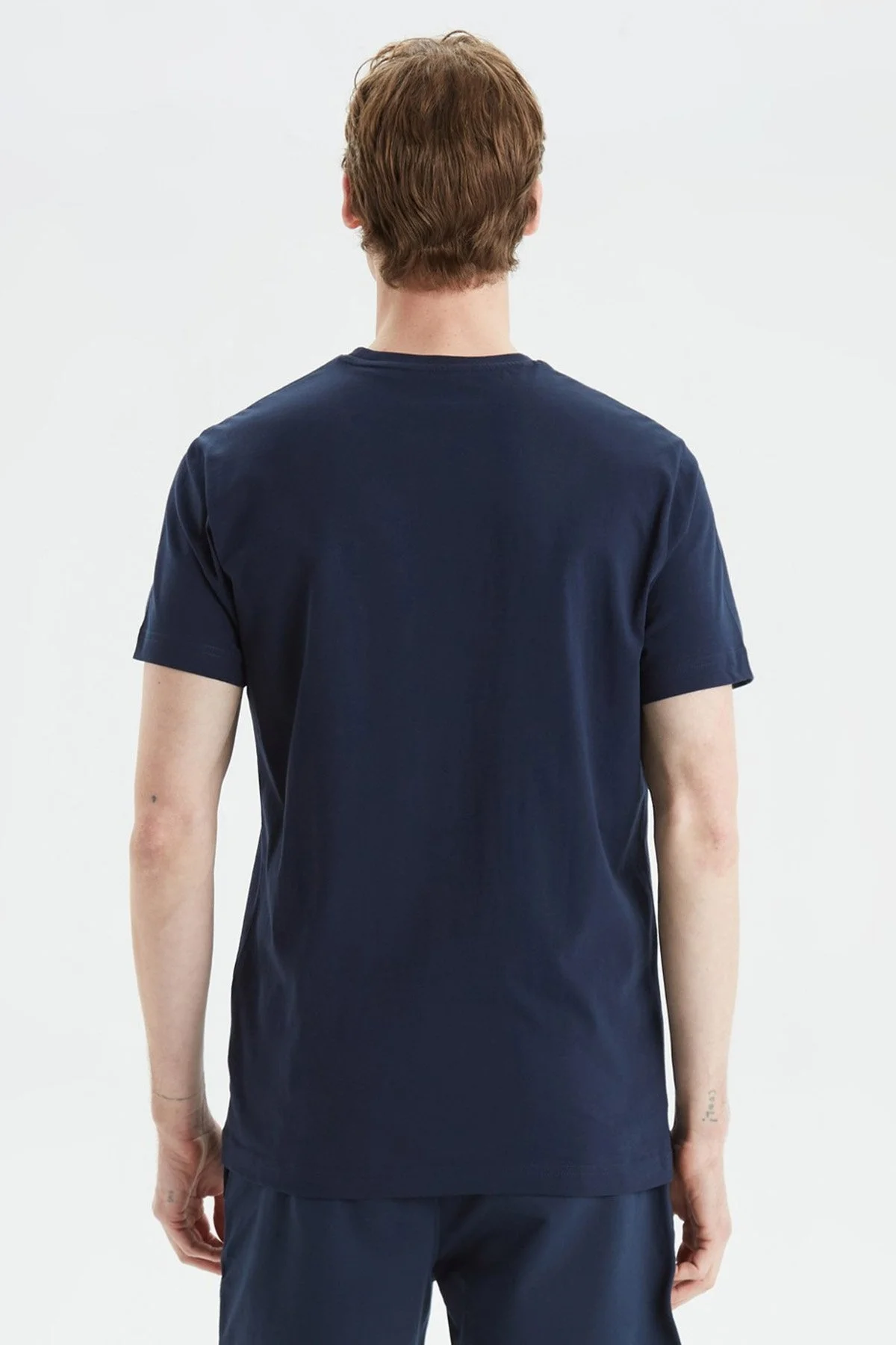 Nautica % 100 Pamuk Standart Fit Bisiklet Yaka Erkek T Shirt V35526T 4NV LACİVERT - 3