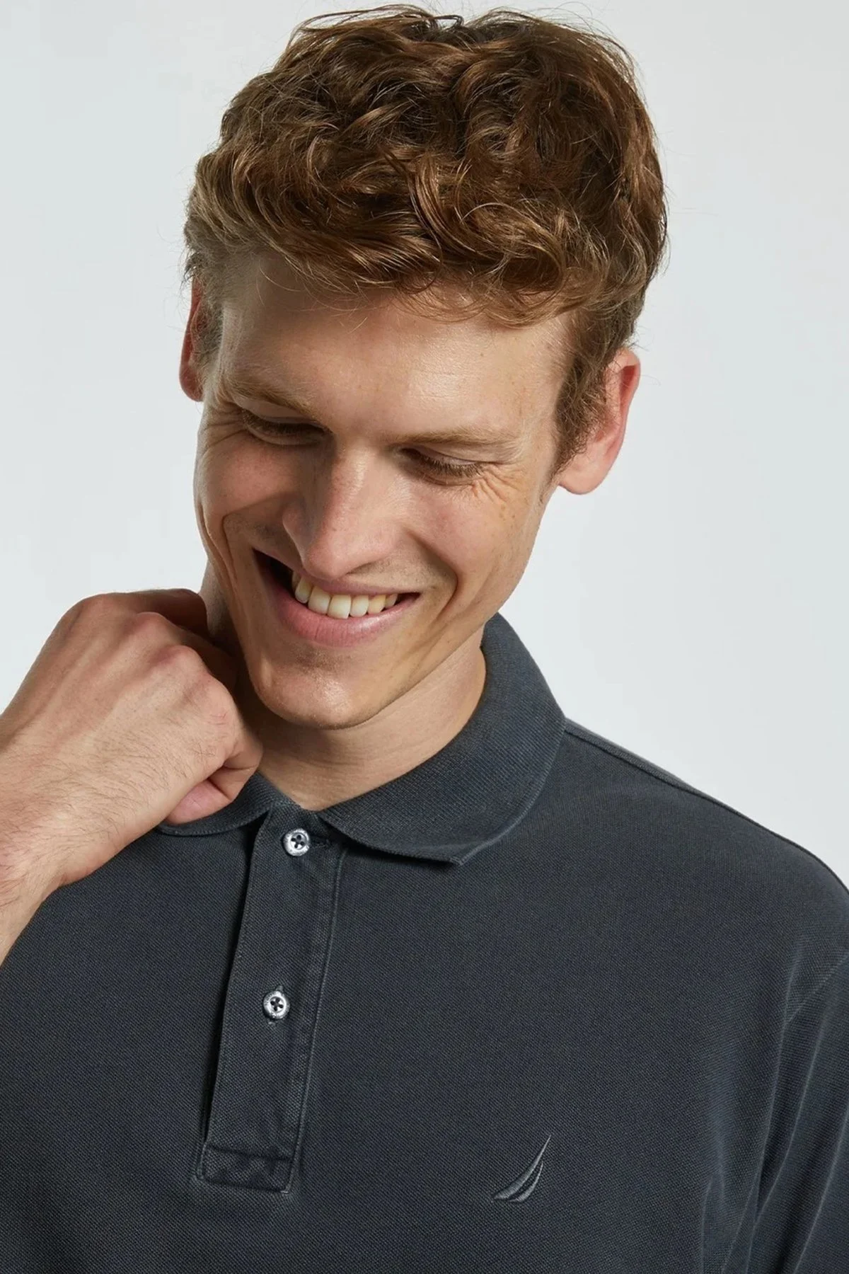 Nautica % 100 Pamuklu Polo Yaka Classic Fit T Shirt Erkek Polo Yaka T Shirt K35111T 0PG GRİ - 8