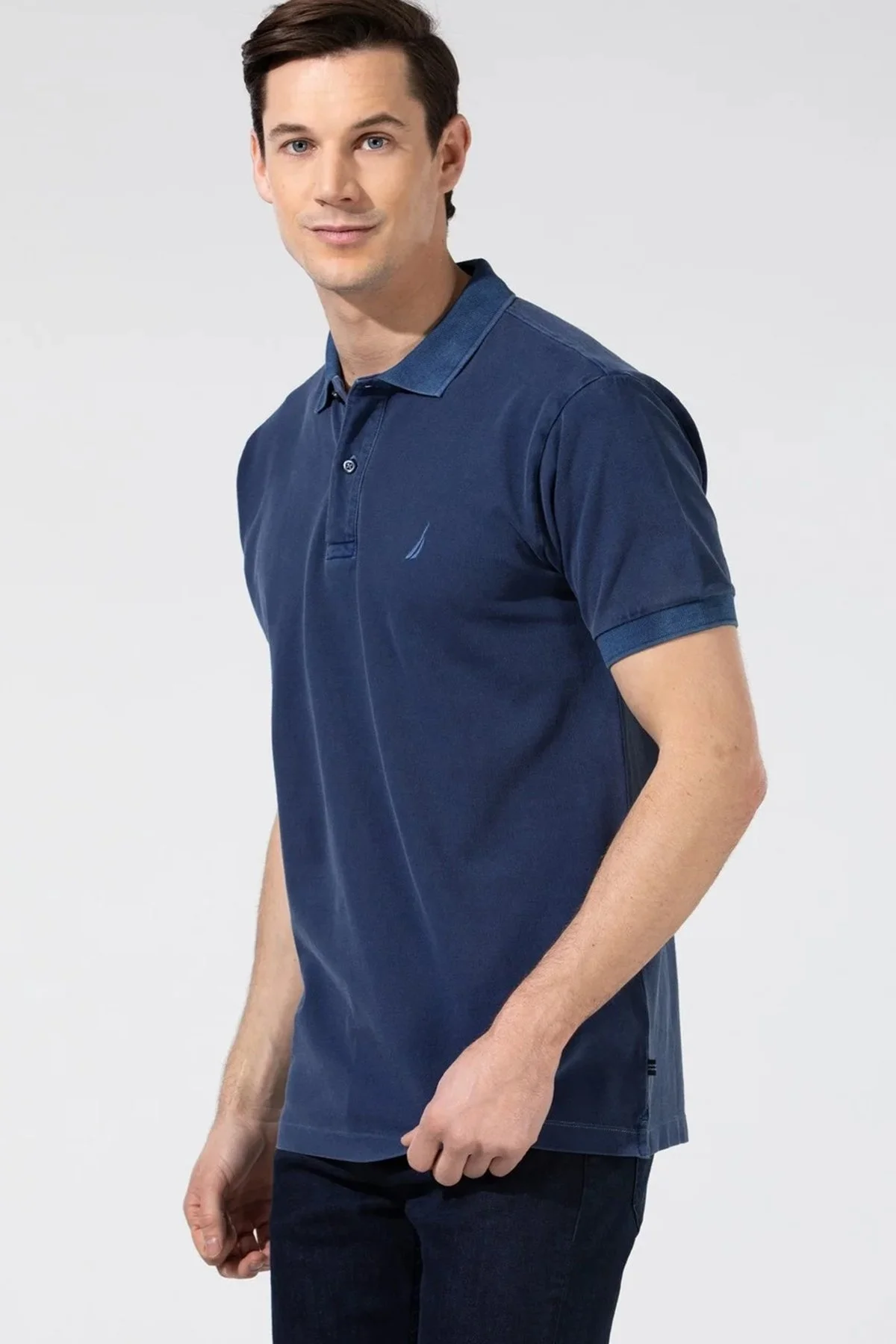 Nautica %100 Pamuklu Polo Yaka Classic Fit T Shirt Erkek Polo Yaka T Shirt K35111T 4NV LACİVERT - 1