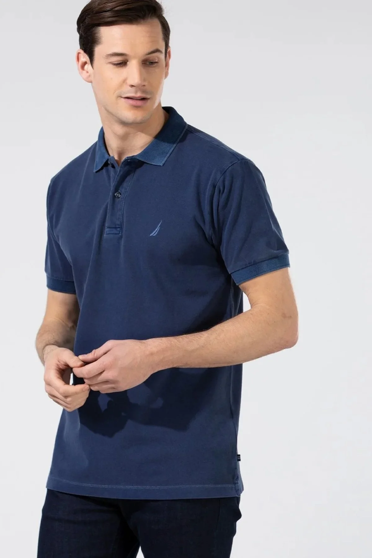 Nautica %100 Pamuklu Polo Yaka Classic Fit T Shirt Erkek Polo Yaka T Shirt K35111T 4NV LACİVERT - 2
