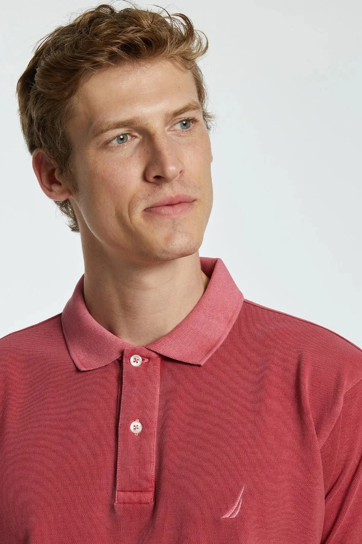 Nautica % 100 Pamuklu Polo Yaka Classic Fit T Shirt Erkek Polo Yaka T Shirt K35111T 6SR KIRMIZI - 4