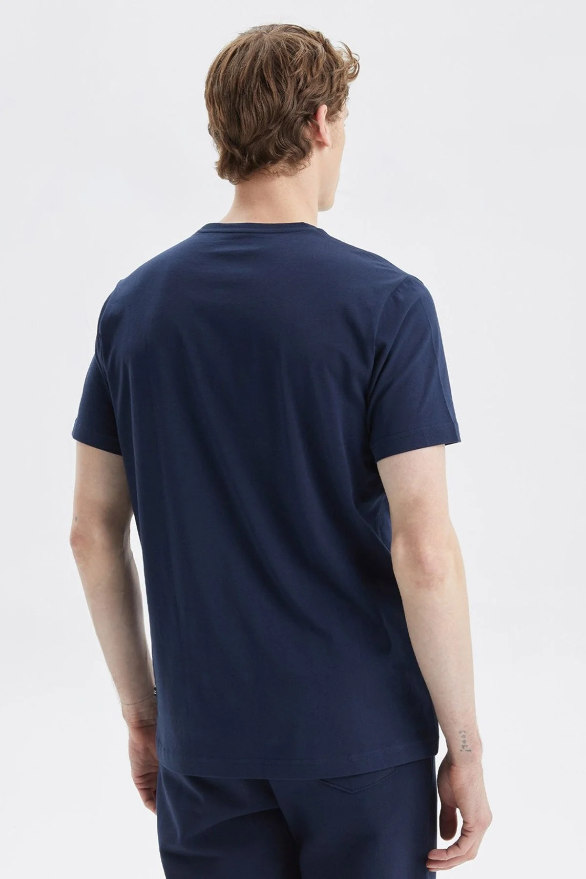 Nautica Baskılı % 100 Pamuk Standart Fit Bisiklet Yaka Erkek T Shirt V35474T 4NV LACİVERT - 8