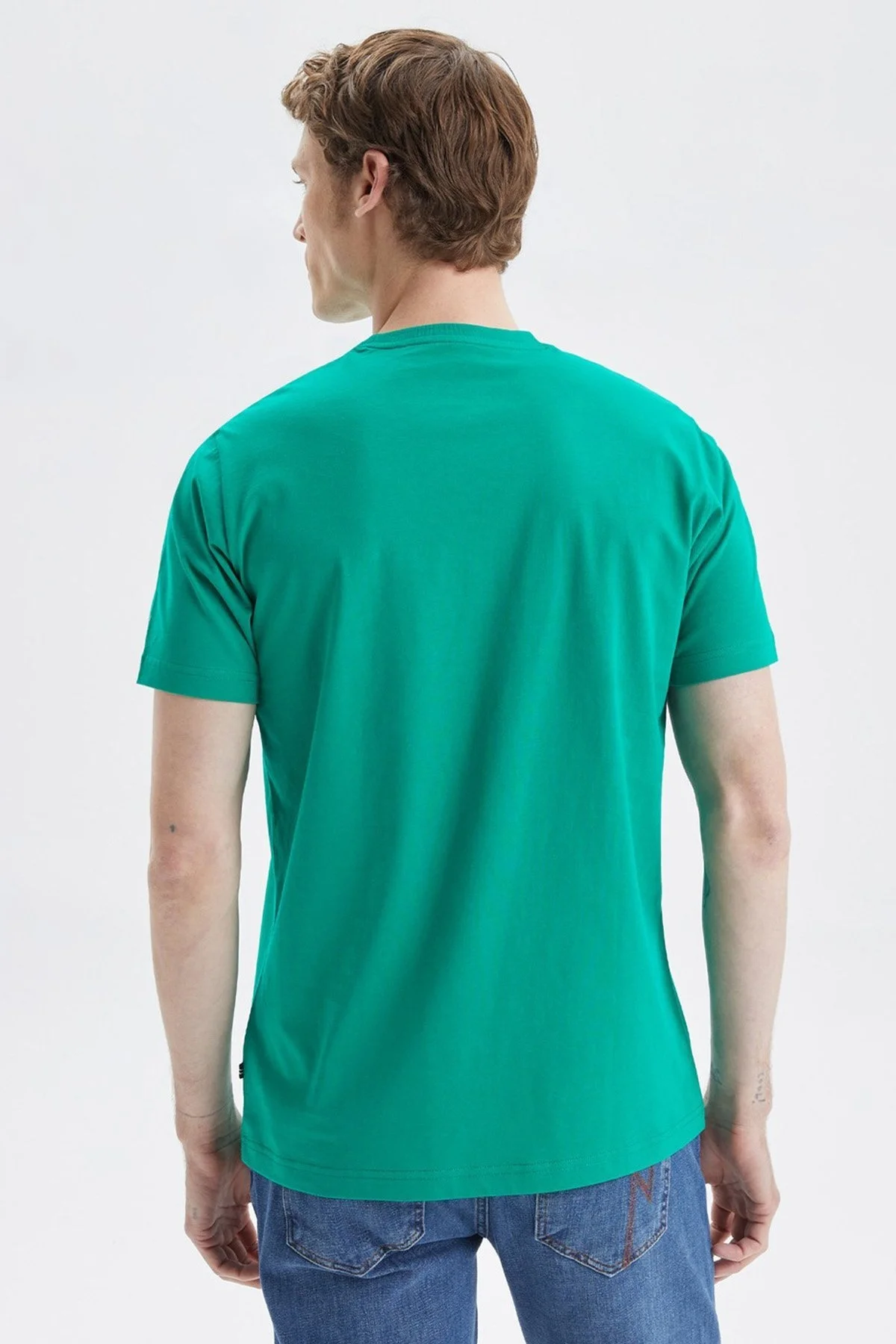 Nautica Baskılı % 100 Pamuk Standart Fit Bisiklet Yaka Erkek T Shirt V35519T 3PX YEŞİL - 8