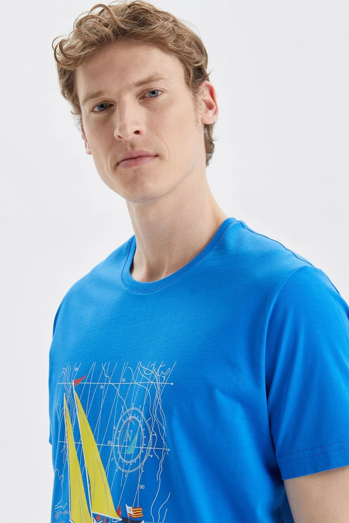 Nautica Baskılı % 100 Pamuk Standart Fit Bisiklet Yaka Erkek T Shirt V35519T 4SJ SAKS - 7