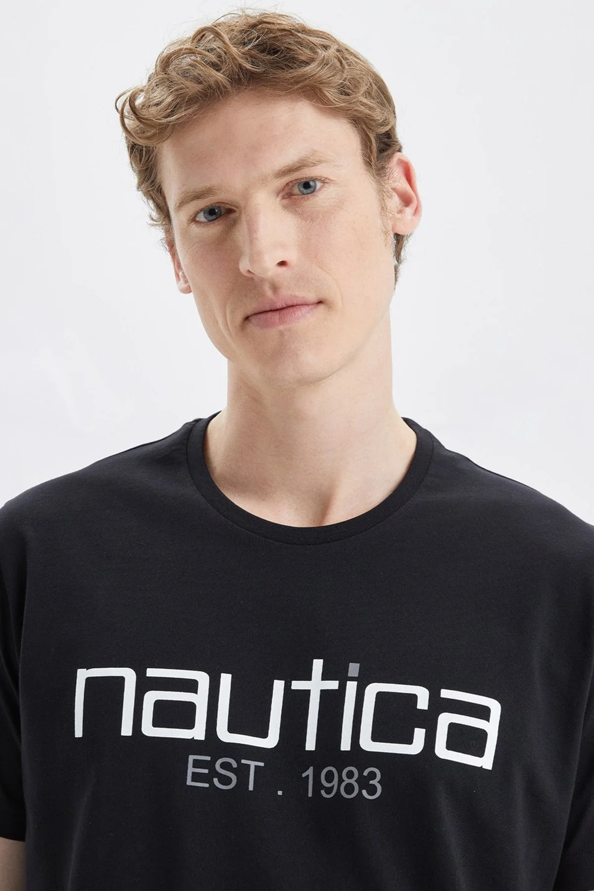 Nautica Baskılı % 100 Pamuk Standart Fit Bisiklet Yaka Erkek T Shirt V35527T 0TB SİYAH - 3