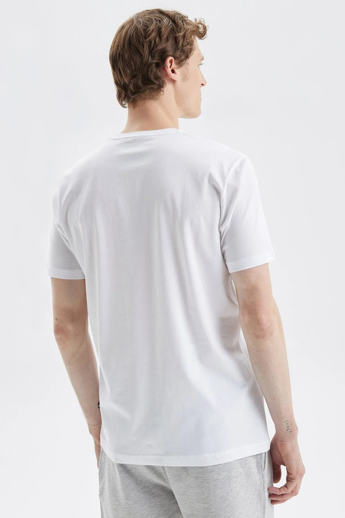 Nautica Baskılı % 100 Pamuk Standart Fit Bisiklet Yaka Erkek T Shirt V35527T 1BW BEYAZ - 4