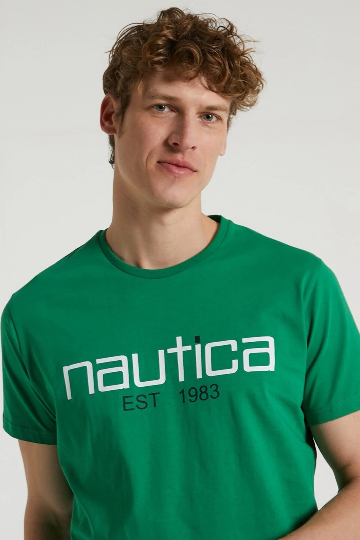 Nautica Baskılı % 100 Pamuk Standart Fit Bisiklet Yaka Erkek T Shirt V35527T 30T YEŞİL - 3