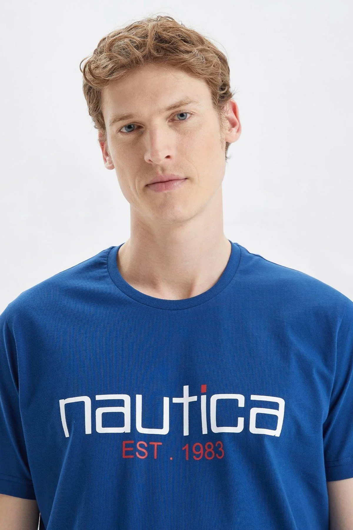 Nautica Baskılı % 100 Pamuk Standart Fit Bisiklet Yaka Erkek T Shirt V35527T 4ES MAVİ - 3