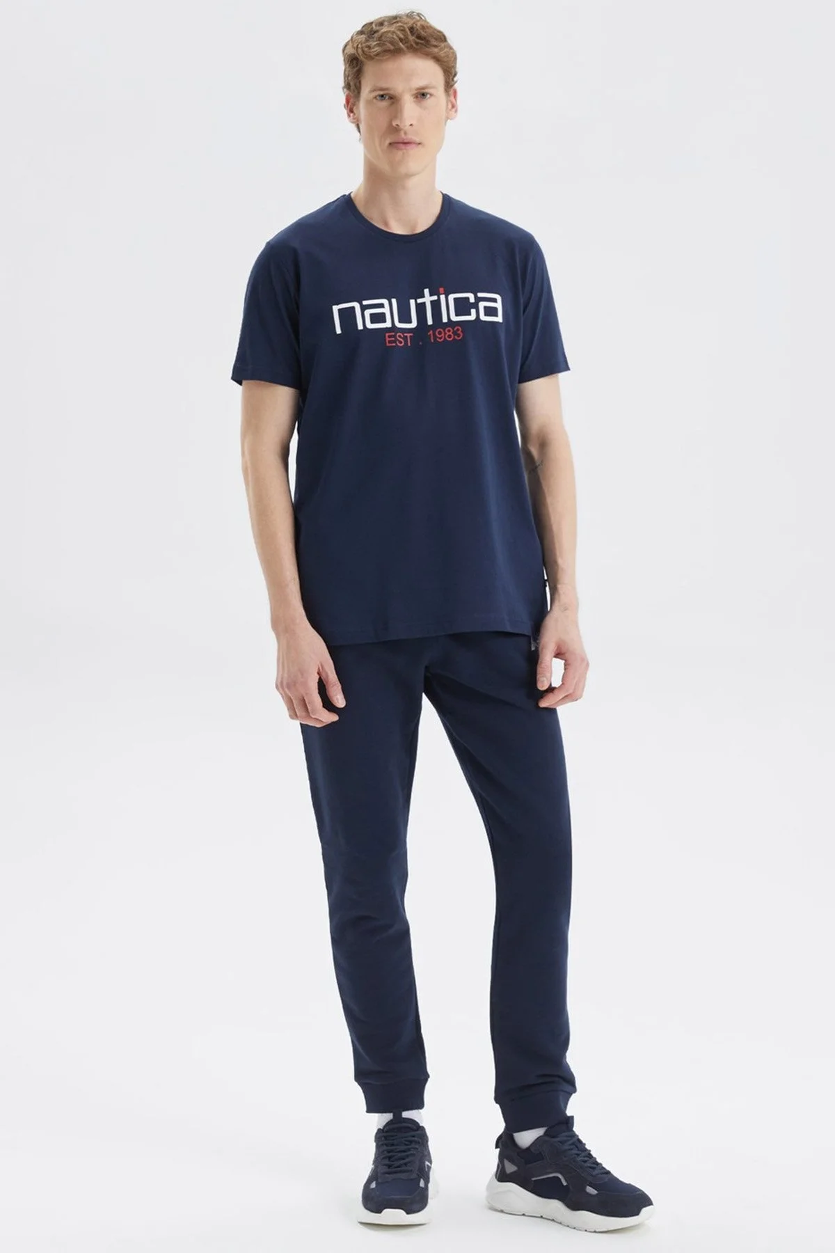 Nautica Baskılı % 100 Pamuk Standart Fit Bisiklet Yaka Erkek T Shirt V35527T 4NV LACİVERT - 2