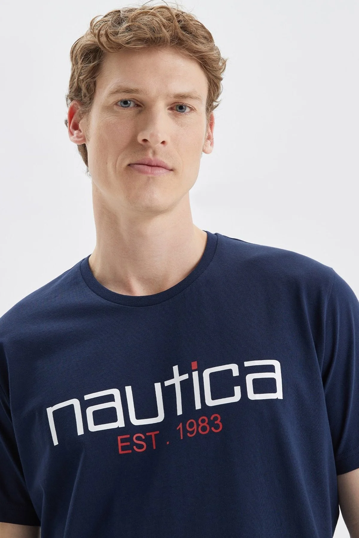 Nautica Baskılı % 100 Pamuk Standart Fit Bisiklet Yaka Erkek T Shirt V35527T 4NV LACİVERT - 3