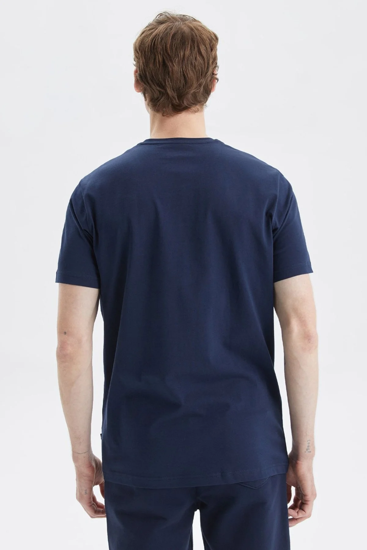 Nautica Baskılı % 100 Pamuk Standart Fit Bisiklet Yaka Erkek T Shirt V35527T 4NV LACİVERT - 4