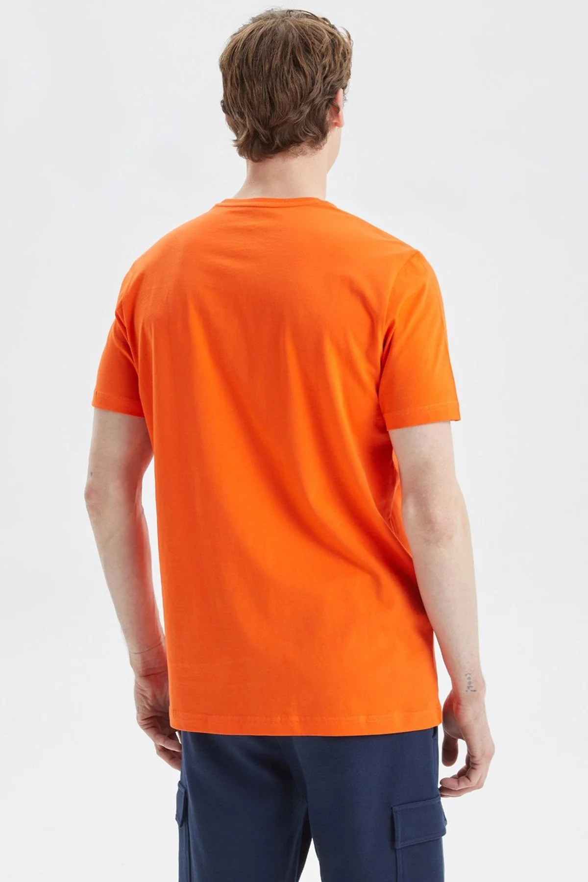 Nautica Baskılı % 100 Pamuk Standart Fit Bisiklet Yaka Erkek T Shirt V35527T 8PR TURUNCU - 4