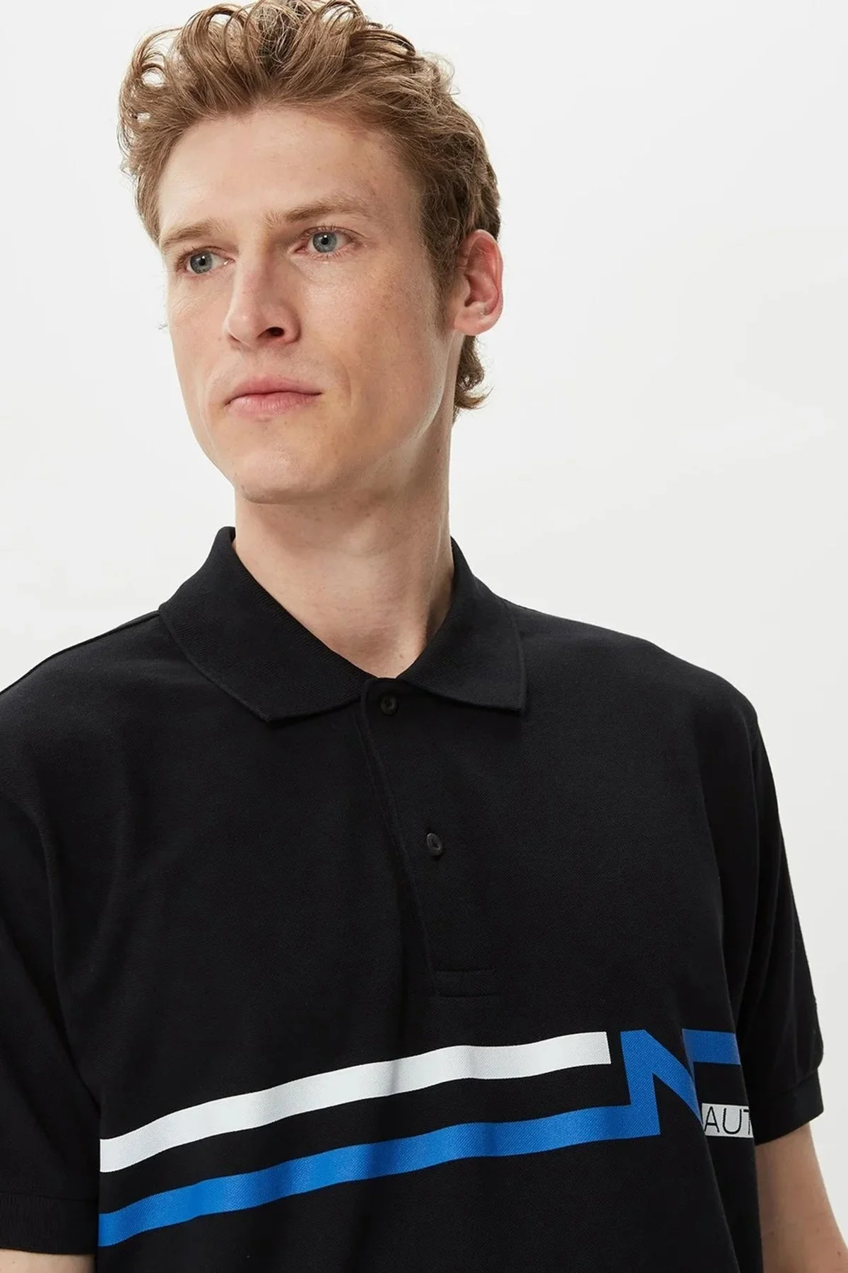 Nautica Baskılı % 100 Pamuklu Classic Fit Erkek Polo Yaka T Shirt K35510T 0TB SİYAH - 4