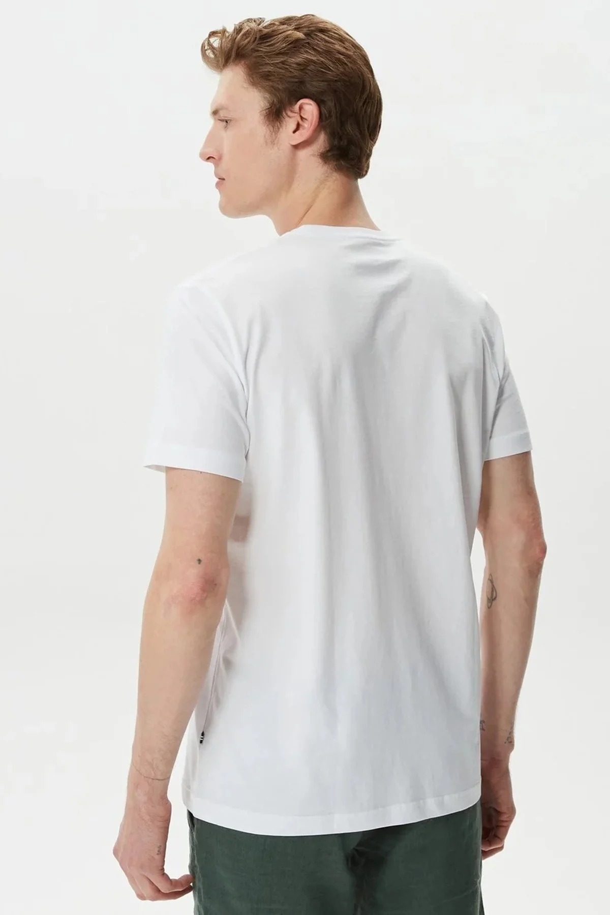 Nautica Baskılı % 100 Pamuklu Kısa Kollu Erkek T Shirt V35025T 1BW BEYAZ - 2