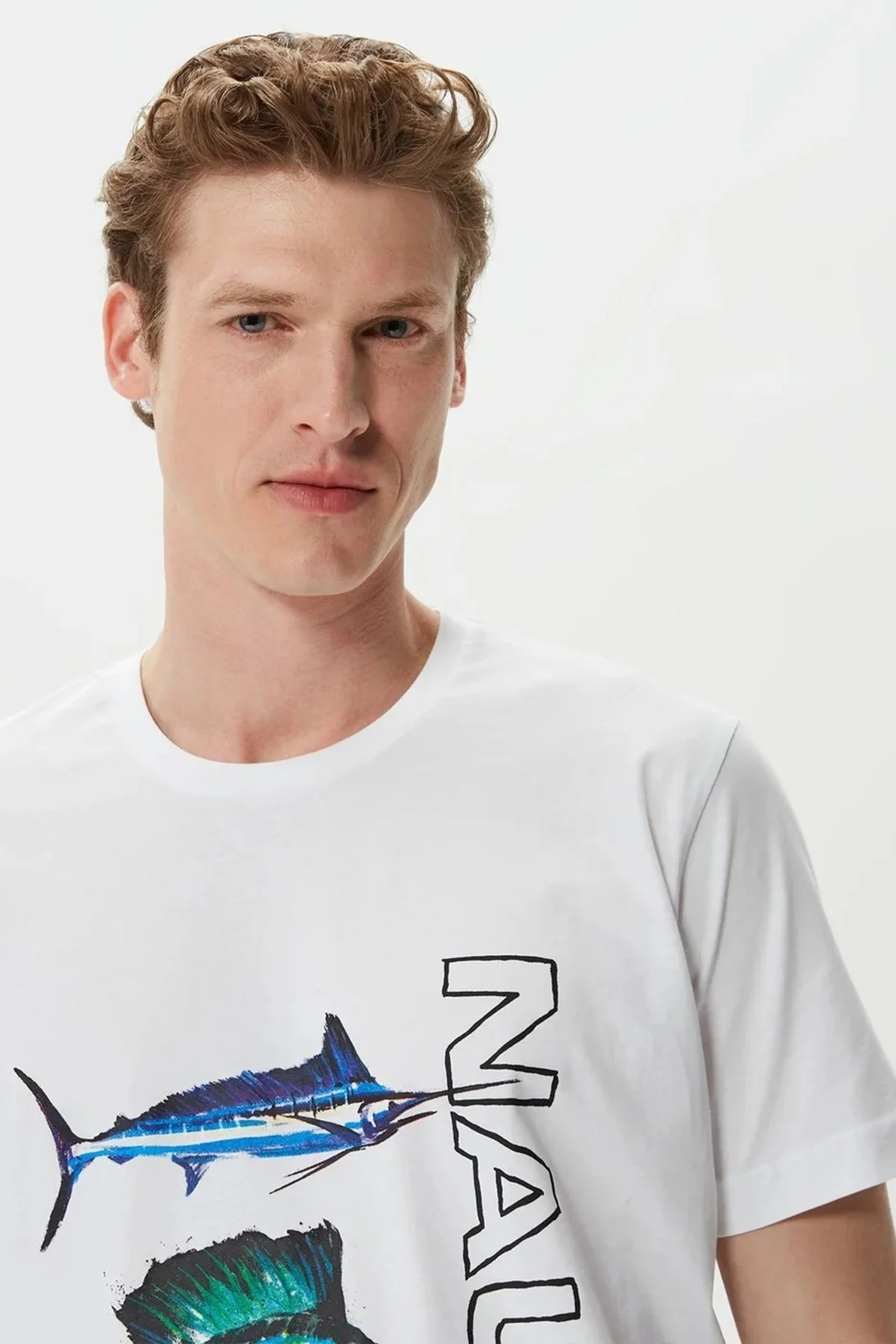 Nautica Baskılı % 100 Pamuklu Kısa Kollu Erkek T Shirt V35025T 1BW BEYAZ - 4