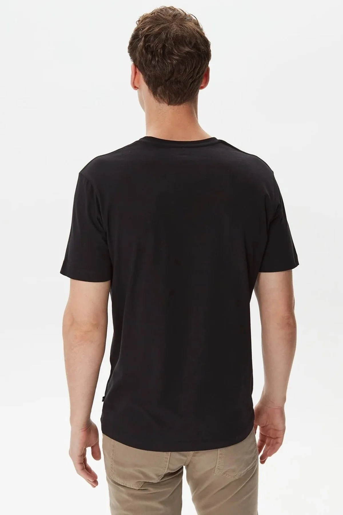 Nautica Baskılı % 100 Pamuklu Slim Fit Bisiklet Yaka Erkek T Shirt V35412T 0TB SİYAH - 2