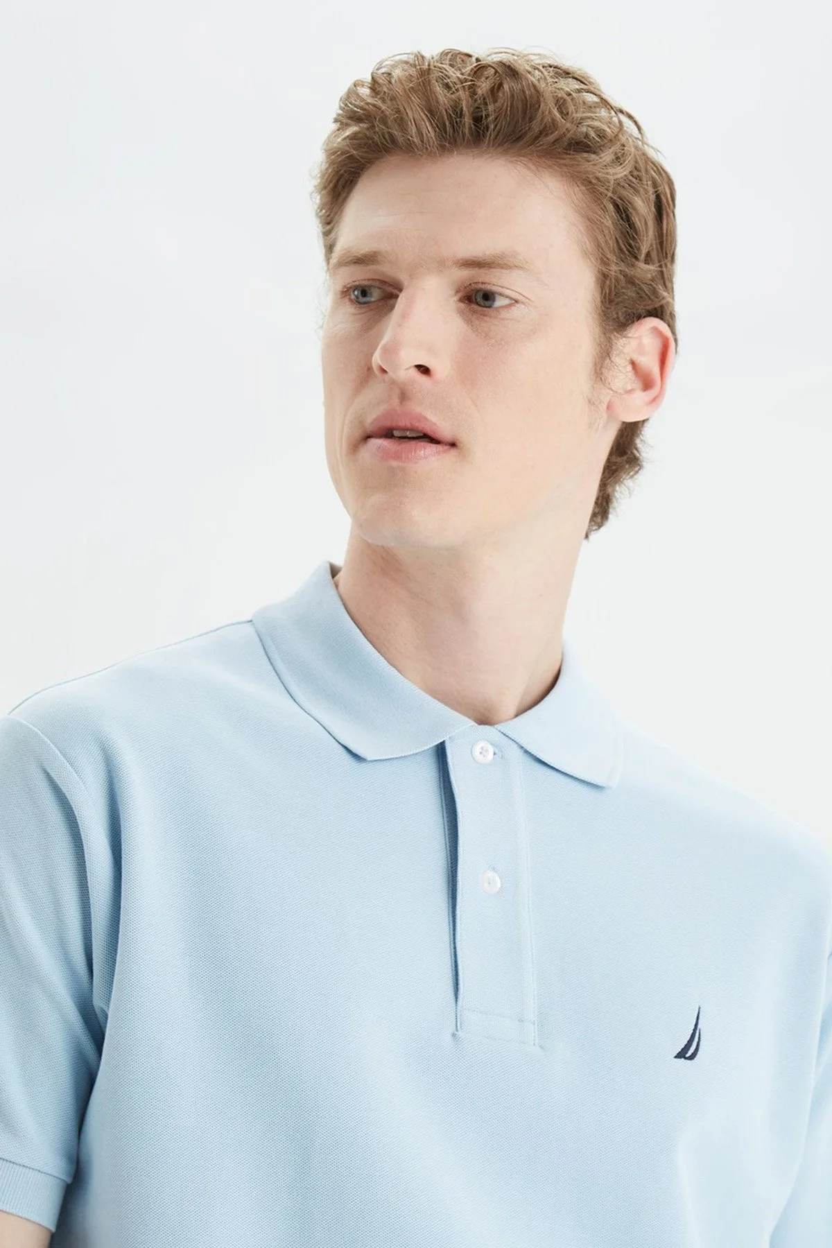 Nautica Classic Fit % 100 Pamuk Düğmeli Erkek Polo T Shirt K35000T 4FS AÇIK MAVİ - 6