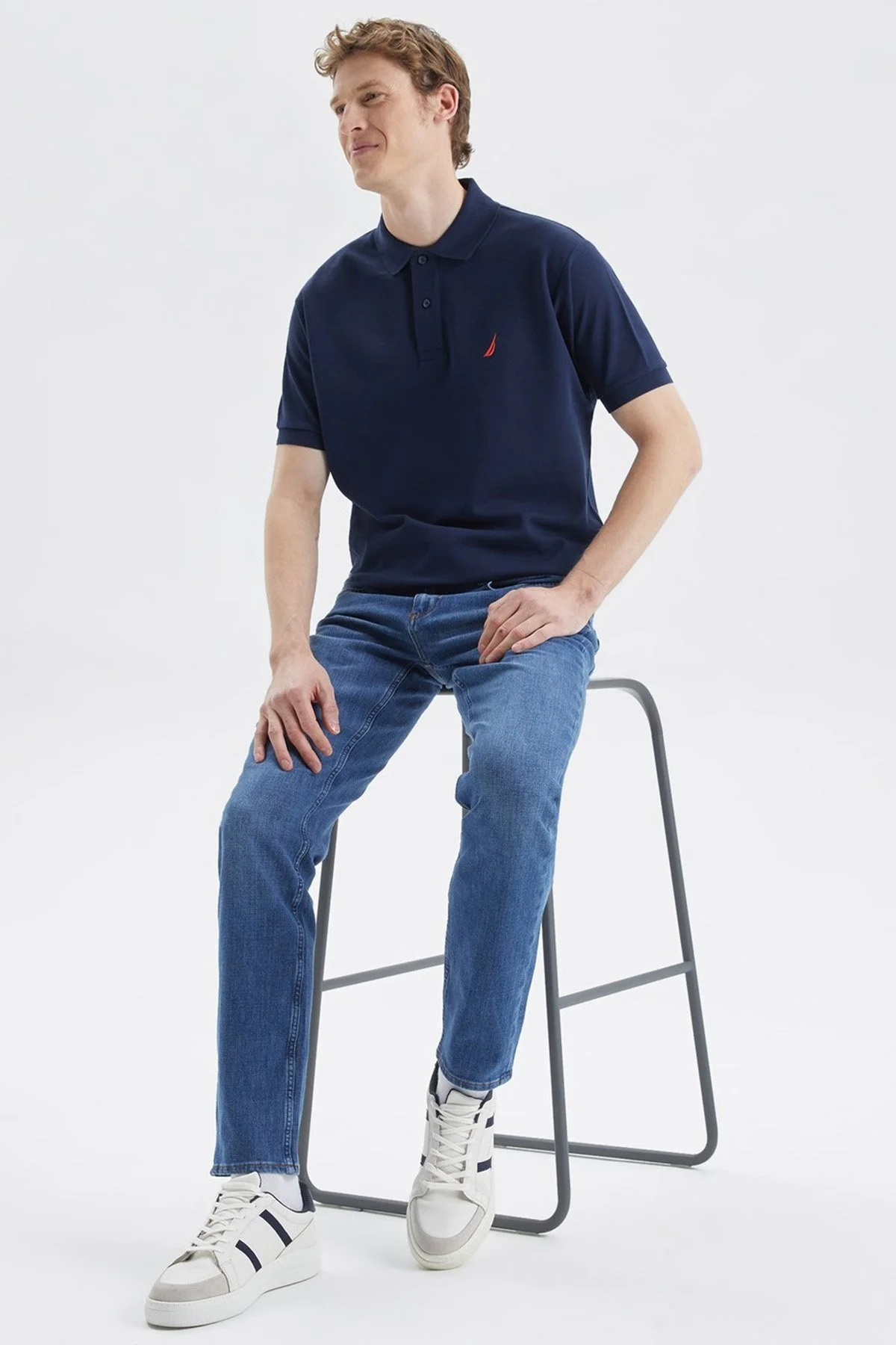 Nautica Classic Fit % 100 Pamuk Düğmeli Erkek Polo T Shirt K35000T 4NV LACİVERT - 2