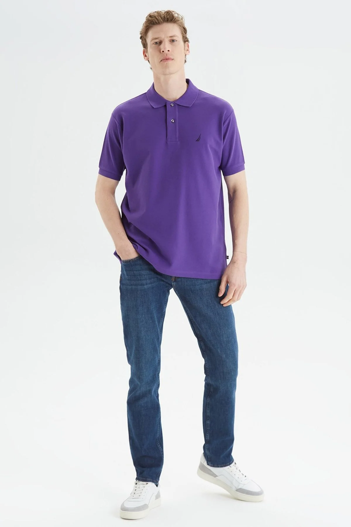 Nautica Classic Fit % 100 Pamuk Düğmeli Erkek Polo T Shirt K35000T 5MW MOR - 6