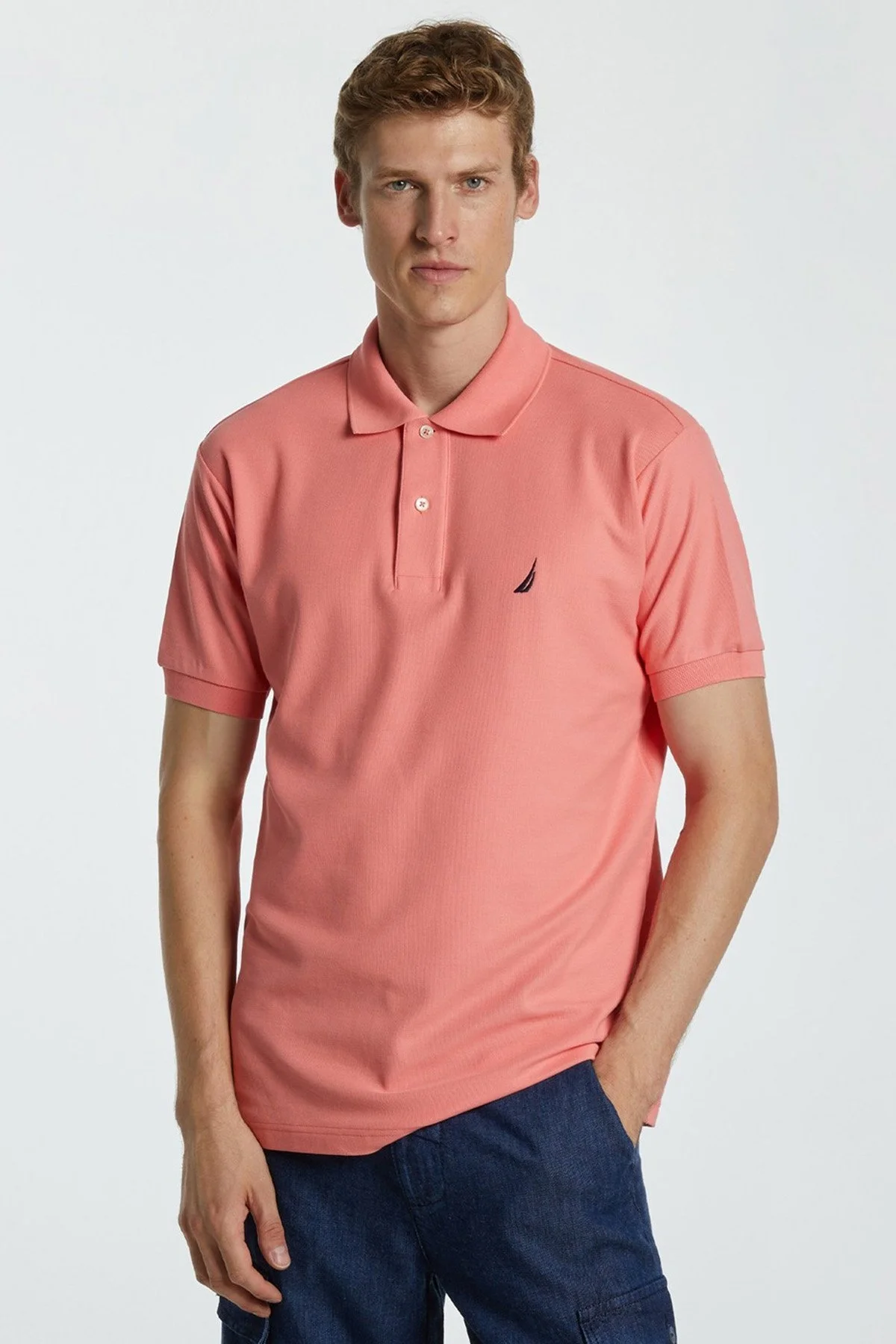 Nautica Classic Fit % 100 Pamuk Düğmeli Erkek Polo T Shirt K35000T 64C MERCAN - 1
